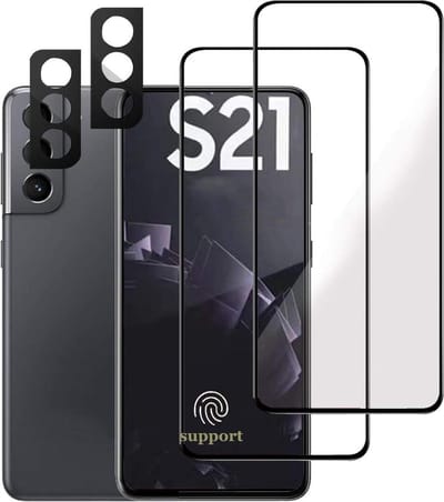 Volledige dekking Screenprotector gehard glas + camera lens beschermer (2 stuks + 2 stuk) Geschikt voor: Samsung Galaxy S21