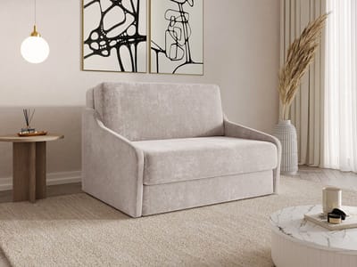 FLY 120 - Slaapbank - Compact en Multifunctioneel - 135 x 115 x 90 cm - Eenvoudig Uitklapbaar & Decoratieve Stiksels - Beige (VIBE 08)