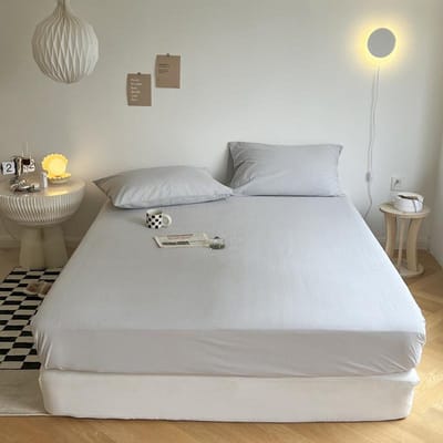Katoenen Matrasbeschermer met Elastiek Zacht Comfort Hoeslaken Ins Stijl Effen Kleur Hoeslaken Verstelbare Bedbeschermer 120x200cm 1pc