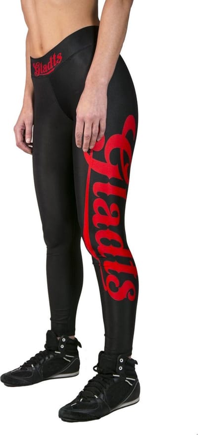 Gladts - Legging - Met topje - Dames - Zwart/Rood - 2-delig - Maat M - Legging dames - Legging meisje - Legging dames volwassenen - Leggings - Legging sport dames
