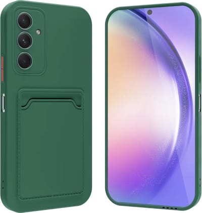 ShieldCase siliconen hoesje met pasjeshouder geschikt voor de Samsung Galaxy A15 hoesje - telefoonhoesje met ruimte voor pasjes - siliconen back cover (donkergroen)