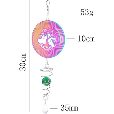 Carillon éolien 3D à dégradé de couleurs, boule en spirale, crochet pivotant, attrape-arbre de vie, suspension pour jardin, extérieur, décoration de la maison pink