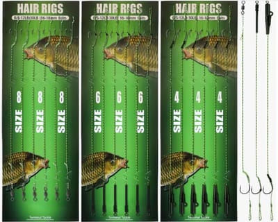 Terminal tackle Hair rigs Assortiment - maat 2 / 4 / 6 / 8 Karper Onderlijnen (4x6 )