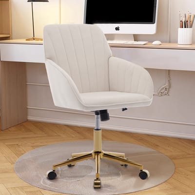 Moderne Werkstoel - Verstelbare Bureaustoel Met Velvet Bekleding - Wit