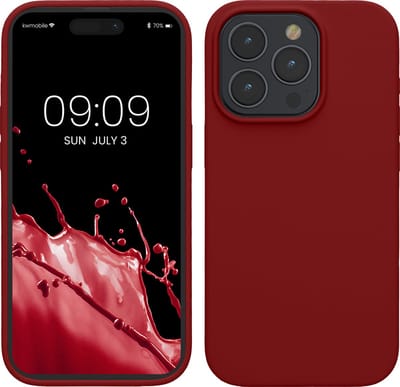 kwmobile Case voor iPhone 15 Pro Max - Slank TPU-Hoesje met Zachte Afwerking - In rabarber rood