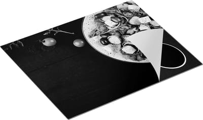 Chefcare Inductie Beschermer Bord met Groentes - Salade - Zwart Wit - 65x50 cm - Afdekplaat Inductie - Kookplaat Beschermer - Inductie Mat