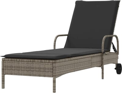 Zonnige ligstoel - Loungestoel buiten - Genieten in de tuin - Verstelbare rugleuning - 61 x 200 cm - Grijs