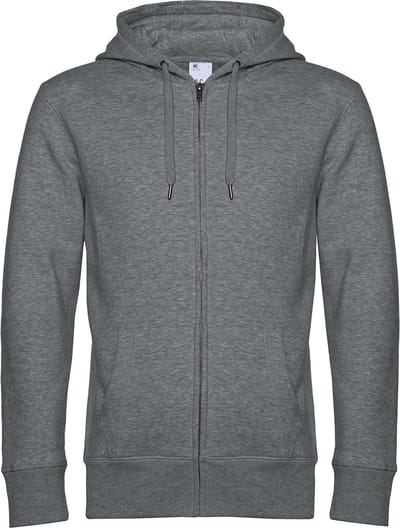 KING Zipped Hooded Sweatshirt B&C Collectie maat L Heather Mid Grijs