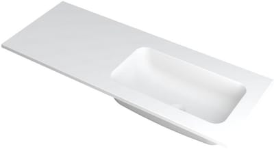 INK Faktor Wastafel Polystone Rechts Zonder Kraangat - 1200x450x15 mm - Mat Wit