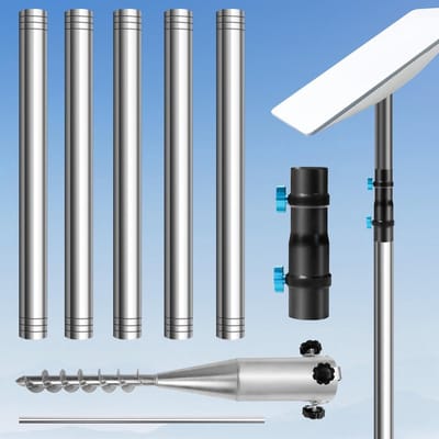 Paalmontage Kit - Grondanker Set - Signaal Ontvangst - Geen Graaf Grondanker - 27 m - Zilver