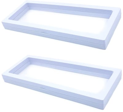Dailygoods- Framehouder 2-delig - Drijvende 3D-showbox - Sieradenhouder - Vitrine - PET-ophanging - 230 x 90 mm - Wit - Sieradenvitrine