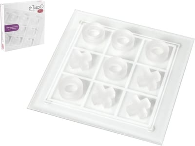 Tic Tac Toe Glas - Spel met Bord - Entertainment Thuis - Decoratief Spelelement - 25 cm - Transparant
