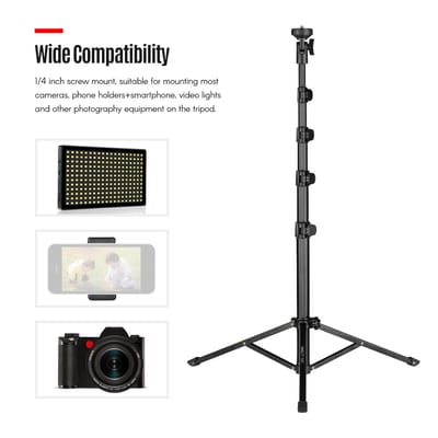 Kingjoy FL019 Multifunctioneel Fotografie Video Statief Mobiele Live Video Uitzendbeugel Aluminiumlegering Materiaal zwart