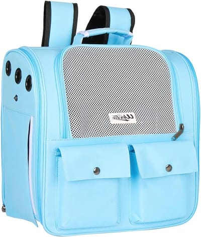 Huisdier Rugzak - Draagtas Kat Puppy - Reizen met Huisdier - Geventileerd Mesh Raam - 41x28x41 cm - Blauw