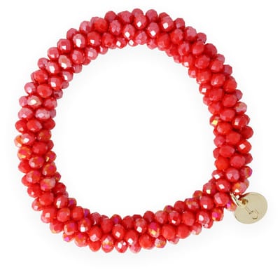 Lajetti 2-in-1 Armband en Haarelastiek Dames Rood - Glaskralen Beaded Bracelet - Handgemaakt