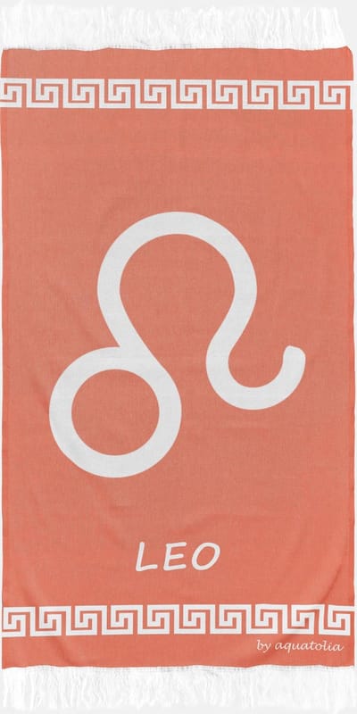uit Turkije By Aquatolia Hamamdoek Leo Zodiac - 100% Zacht Katoen - Strandlaken - Handdoek - Oranje - 100cm x 180cm - Originele hamamdoek uit Turkije