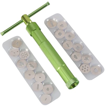 Solidchoice - Dailygoody - Clay Press - Fondant Extruder - Creatief Bakgereedschap - Groen - Decoratie Tool - Ideaal voor Bakliefhebbers - 20 Mallen