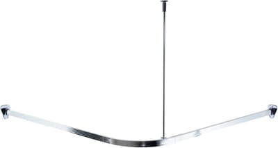 Famanu - L-vormige douchegordijnstang zwart, roestvrij staal, 70-95 × 70-95 cm, zonder plafondhouder