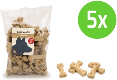 Beeztees Grote Kluif Naturel - hondensnack - 1000 gram - 5 Verpakkingen