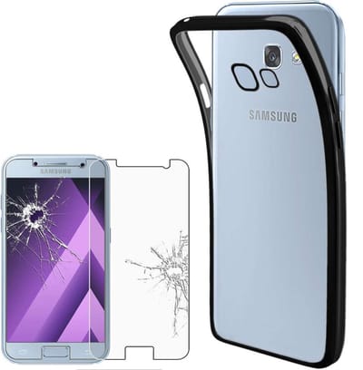 ebestStar - Hoes geschikt voor Samsung A3 2017 Galaxy SM-A320F, Back Cover, Beschermhoes anti-luchtbellen hoesje, Transparant, Zwart + Gehard Glas