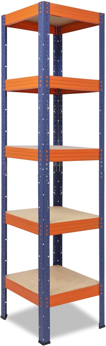Shelfplaza PRO metalen stellingkast - 200x50x50 cm - blauw-oranje - 5 planken