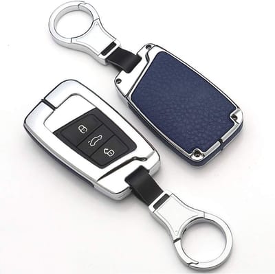 Sleutelhoes voor Skoda Superb A7, Kodiaq, VW Magotan, Passat B8, CC, Tiguan MK2 en Jetta - Bescherming, Sleutelhanger en Zinklegering in Zilver en Blauw
