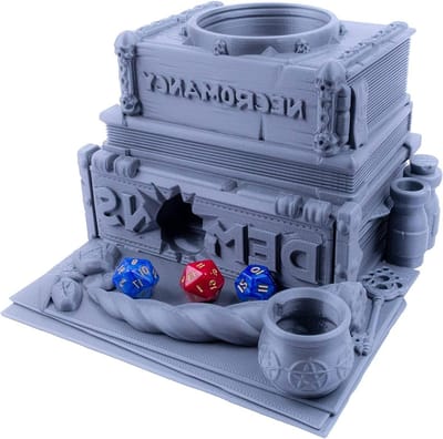 Dobbelsteen Toren - Dobbelroller Boek - Tabletop Gaming - Betoveringsboek Design - 12 cm hoog - Zwart