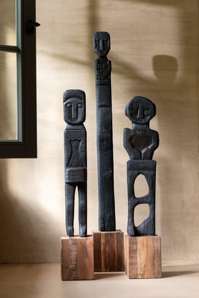 J-Line Statue Boro - hout - zwart/naturel