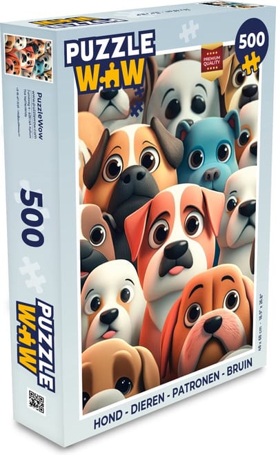 Puzzel Hond - Dieren - Patronen - Bruin - Meiden - Jongens - Legpuzzel - Puzzel 500 stukjes