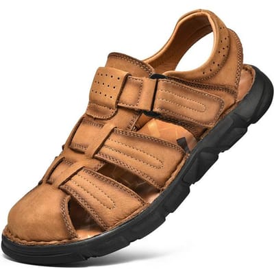 Klassieke Herensandalen Zomer Echt Lederen Sandalen Voor Heren Outdoor Casual Luxe Sandaal Retro Heren Gladiatorschoenen Grote Maat 38 -48 46 lichtbruine kleur