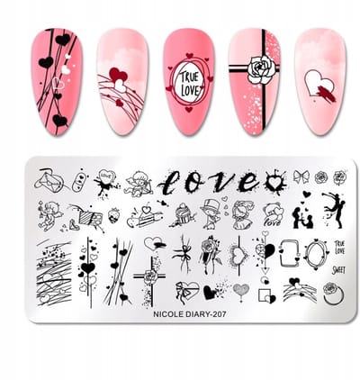 Born Pretty Nicole Diary - Stempelplaat voor Nagelkunst - Miłość en Walentynki - 12x6 cm