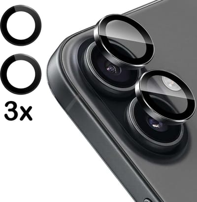 Camera Glas Lens Film Geschikt voor Apple iPhone 17 - 3 Stuks - 3x Casemania Gehard Glas Camera Lens Protector - Zwart