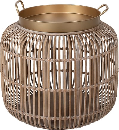 Clayre & Eef Bijzettafel Ø 60x56 cm Bruin Rotan Ijzer Rond