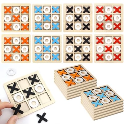 20 Stuks Mini Puzzels voor Kinderen, Houten Tic Tac Toe Spel, Gezellige Spellen voor Feestjes en Familieactiviteiten