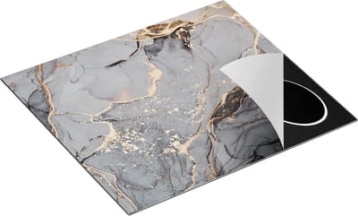 Chefcare Inductie Beschermer Abstracte Luxe Kunst van Marmer met Goud - 60x50 cm - Afdekplaat Inductie - Kookplaat Beschermer - Inductie Mat
