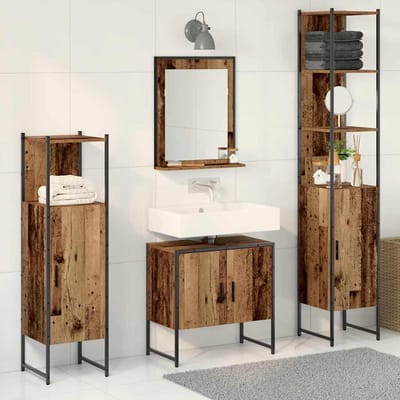 vidaXL - Badkamermeubel - Set - 4 - st - Bruin - 33 - x - 33 - x - 185,5 - cm - Bewerkt - hout