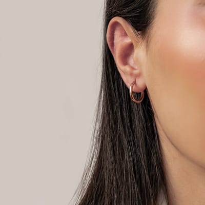 Hey Happiness Oorringen Dames - Roestvrij Staal 18K Roségoud Verguld - Hoop Oorbellen - Waterproof - 1.2 cm