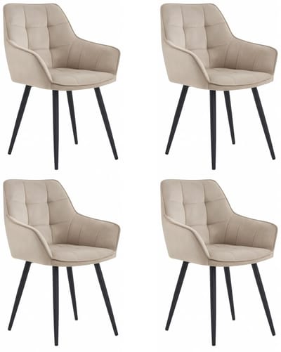 Colenis - Oriana Eetkamerstoelen - Set Van 4 - Beige - Fluweel - Velvet - Industrieel