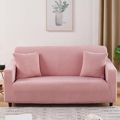 Dikke elastische bankhoes hoes voor woonkamer stretch polar fleece fauteuilhoes 1/2/3/4 zits L-vormige hoekbankhoezen 1-Seat 90-140cm donkerroze kleur