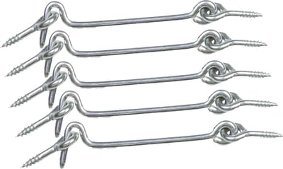 AMIG windhaak / windhaken - 5x - staal - zilver - L5 cm - D3.5 mm - met schroefoog
