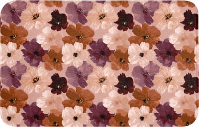 WC mat 80x50 cm - Antislip - Bloemen - Abstract - Aardetinten - Toiletmat - Vloermat - Douchemat - Toilet tapijt - Toiletmatten