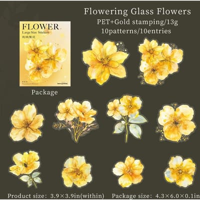 Bloemen Serie Vintage Bloem Bronzing Materiaal Collage PET Sticker Creatieve DIY Journal Schrijfwaren