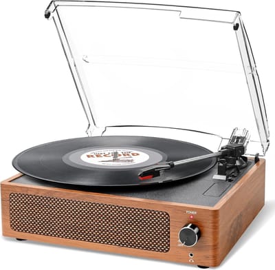 DD® Platenspeler met Speakers - Ingebouwde Speakers - Retro - 37x34x16cm - Retro Geel