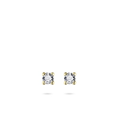 Jewels Inc. - Oorbellen - Oorstekers - Solitaire gezet met Zirkonia - 5mmØ - 14 Karaat Geelgoud