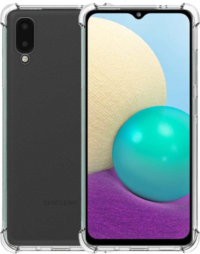 Smartphonica Telefoonhoesje Geschikt voor Samsung Galaxy A02 transparant shockproof TPU siliconen hoesje met stootrand geschikt voor Samsung Galaxy A02