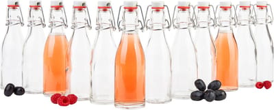 Set van 12 schommelflessen 200 ml + schommeldop - glazen fles voor cider, sap, bier, schnaps, likeur, azijn & olie