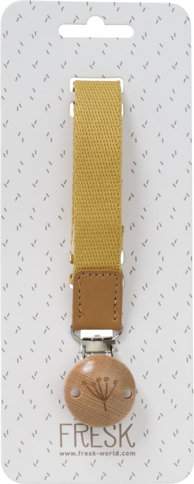 Fresk Speenkoord – 22 cm - Kraamcadeau - Speenketting met Velcro Sluiting - Speenhouder - Fopspeenkoord - Mosterd -