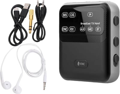 2-in-1 BT 6.0-zender/ontvanger – Draadloze zender en ontvanger – Dubbele Bluetooth-modi – Ondersteunt SBC, AAC, ENC – 550mAh-batterij – 3,5 mm Ingang/Uitgang – voor —