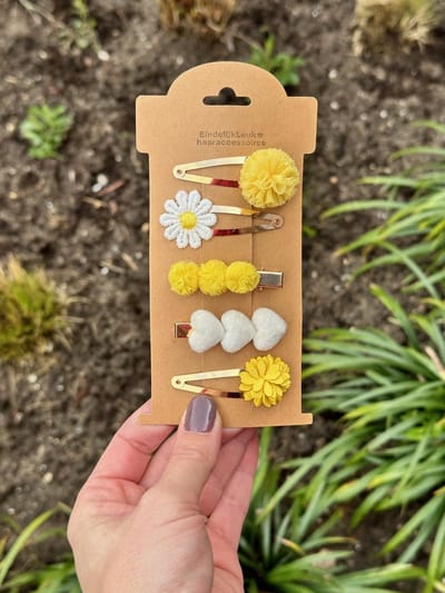 Haarspeldjes voor meisjes - Haaraccessoires meisjes - Haarspeldjes Pompom Geel - Haarspeldjes voor meisjes en baby's - Haarknipjes - Haarclips - handgemaakte haaraccessoires - Cadeau