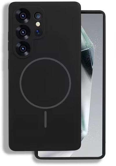 Casemania Hoesje Geschikt voor Samsung Galaxy S26 Ultra - Zwart - Zachte Liquid Siliconen Back Cover - Geschikt voor MagSafe - Telefoonhoesje met Volledige Camera Bescherming